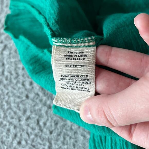 Soft Surroundings Tank Top Medium Lined Gauze Sleeveless Green Cotton Boho Beach - Picture 6 of 11